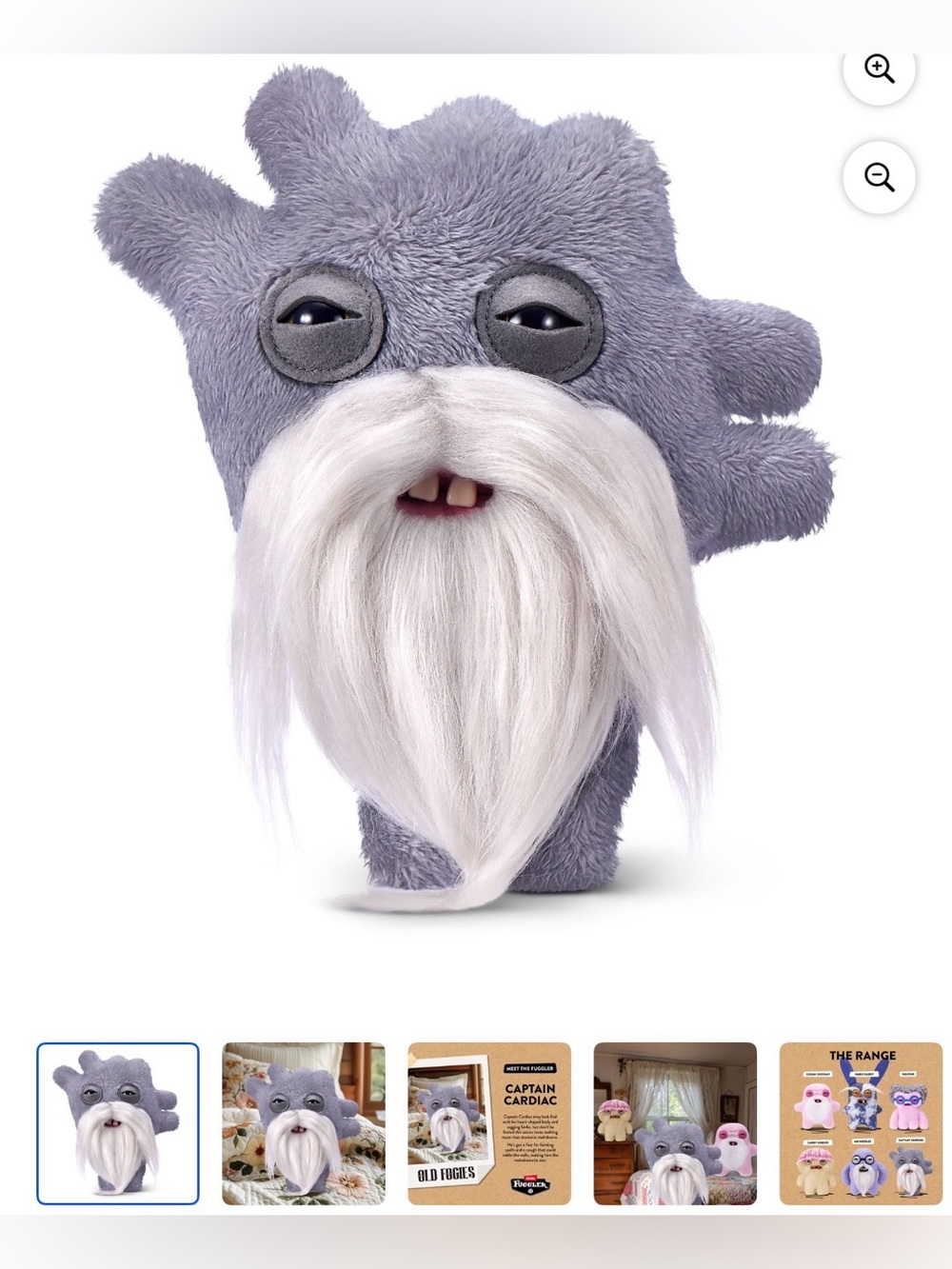 Fuggler Old Fogies 9” Captain Cardiac Funny Ugly Monster Plush ZURU
